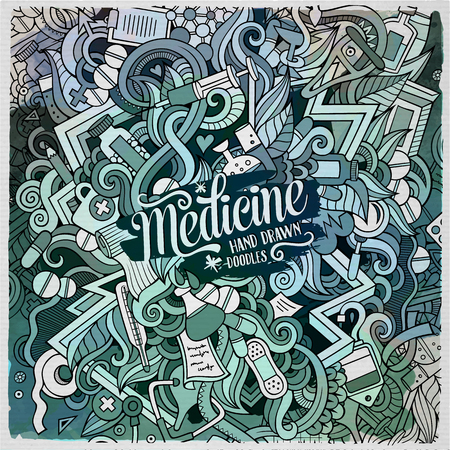 Cartoon cute doodles hand drawn Medical illustrationのイラスト素材