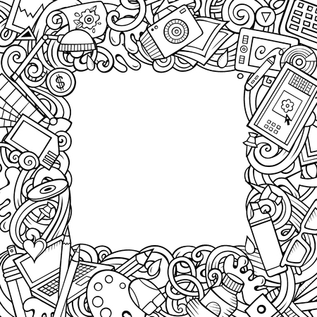 Cartoon vector doodles Designer frameのイラスト素材