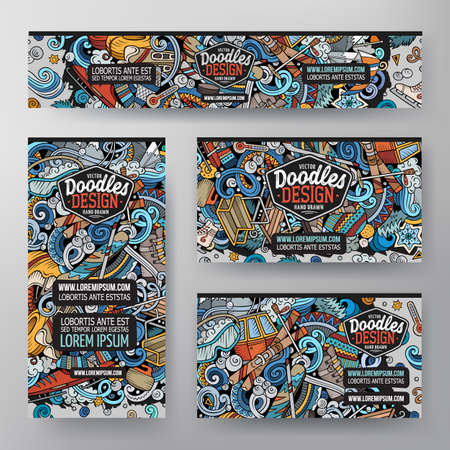 Cartoon vector doodle set of Winter Sports corporate identity templateのイラスト素材