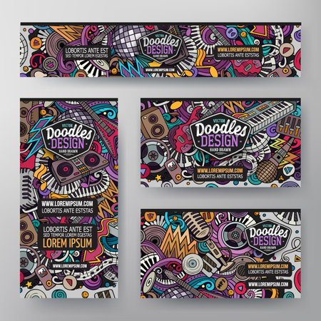 Cartoon vector doodle set of Disco Music corporate identity templatesのイラスト素材