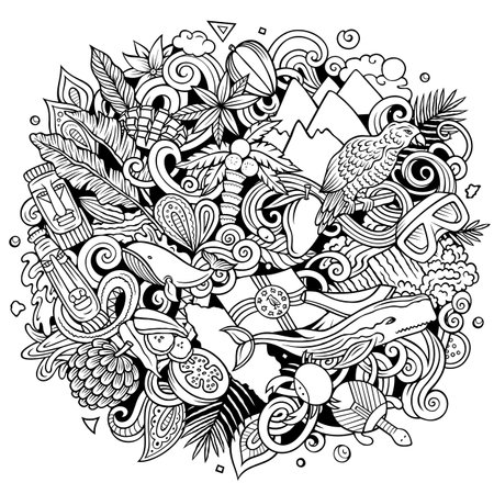 Dominica cartoon doodle illustration. Funny local design.のイラスト素材