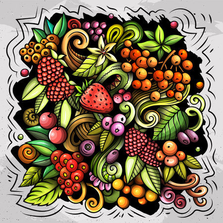 Berry Fruits cartoon vector doodles illustrationのイラスト素材