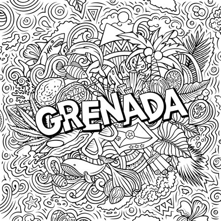 Grenada cartoon doodle illustration. Funny local design.のイラスト素材