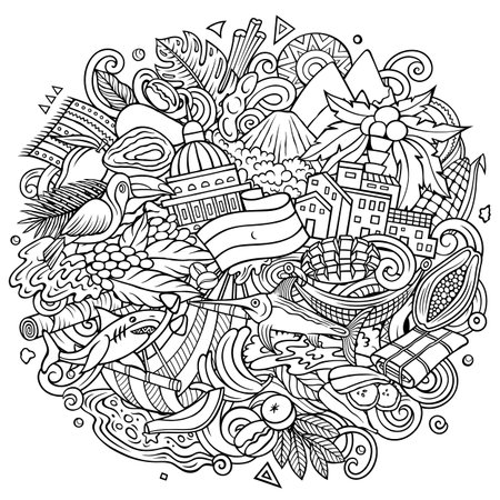 Nicaragua cartoon doodle illustration. Funny local design.のイラスト素材