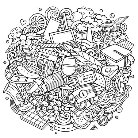 California hand drawn cartoon doodle illustration. Funny USA State design.のイラスト素材
