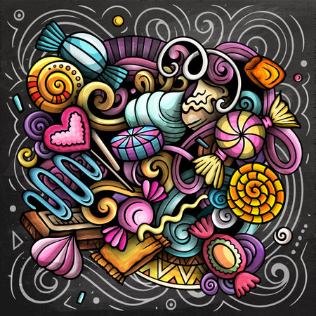 Sweet Candies cartoon vector doodle illustrationのイラスト素材