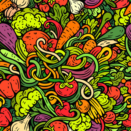 Vegetables cartoon vector doodle seamless patternのイラスト素材