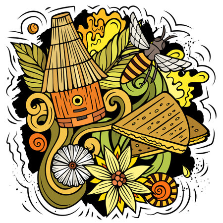 Cartoon doodles Honey funny illustrationのイラスト素材