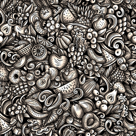 Graphics doodle fresh fruit seamless patternの写真素材
