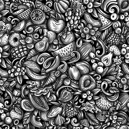 Graphics doodle fresh fruit seamless patternの写真素材