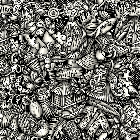 Graphics doodle Hawaii seamless patternの写真素材