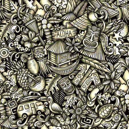 Graphics doodle Hawaii seamless patternの写真素材