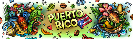 Puerto Rico cartoon funny vector illustrationのイラスト素材