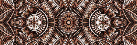 Abstract ethnic ornamental seamless pattern. Vintage Mocha Mousse stripe background. Colors of the year 2025 tribal banner design for print on fabric, textile, greeting cards, phone cases, scarves, wrapping paperの写真素材