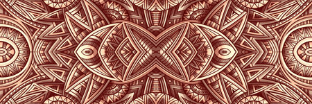 Abstract ethnic ornamental seamless pattern. Vintage Mocha Mousse stripe background. Tribal banner design for print on fabric, textile, greeting cards, phone cases, scarves, wrapping paperの写真素材