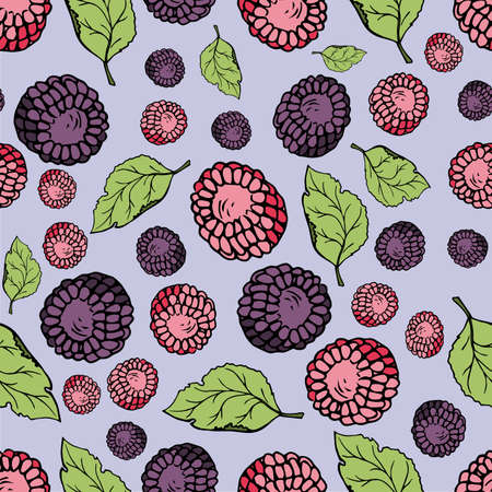 seamless raspberries and blackberriesの写真素材