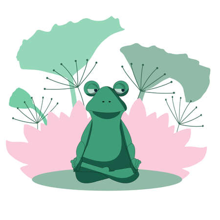 frog in the Lotus position. the frog does yoga. calm and Zen.のイラスト素材