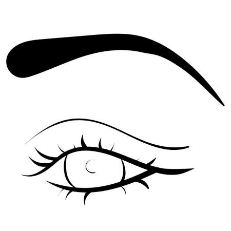 vector linear drawing. fashion illustration for the design of cosmetics, business card, fabric, website, beauty salon.のイラスト素材