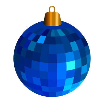 vector Christmas ball. faceted rainbow ball. blue decorative ball for Christmas treeのイラスト素材
