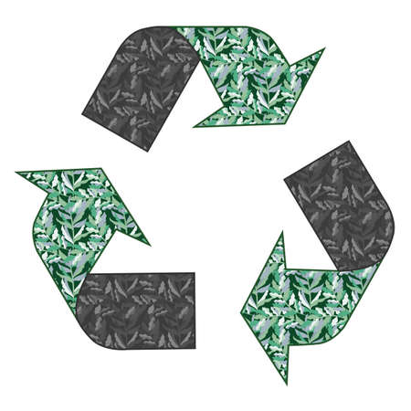 vector concept illustration of protection of the environment. arrows with a pattern of leaves. the...