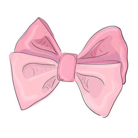 Vector isolated pink bow. a shiny beautiful girly bow. Cute children's illustration.のイラスト素材