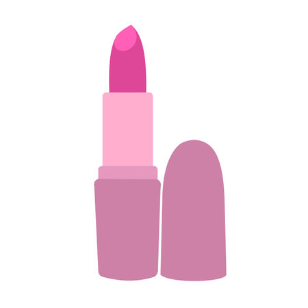 vector drawing of pink lipstick. flat-style lipstick. clip art isolated on a white background. women's cosmetics.のイラスト素材