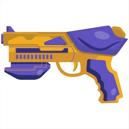 Vector clip art blaster. concept illustration of alien weapons. Energy gun for game design. Colorful drawing for boyish design.のイラスト素材