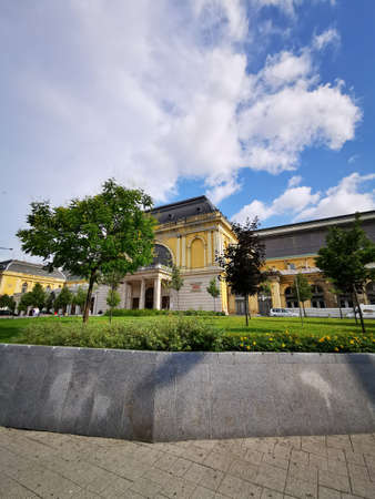 BUDAPEST,HUNGARY-06.17.2020. Keleti railway station in Budapest and green treesのeditorial素材