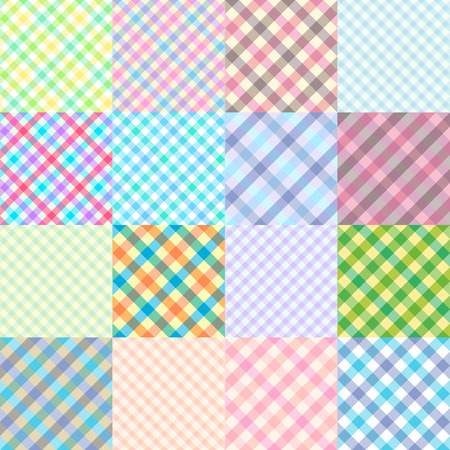 Set  of textures of fabrics in a cage. Seamless background. Vector image.のイラスト素材