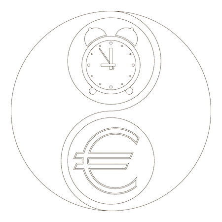 Design coloring pages, business concept of "Time is money". The Yin-Yang sign. Vector.のイラスト素材