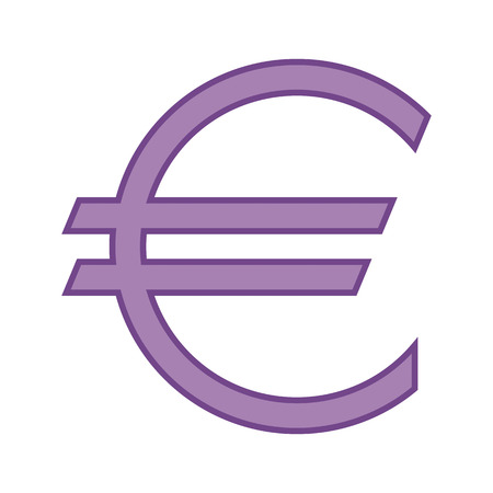 The Euro currency symbol in purple color. Vector illustration. Graphic symbol of the European currency, the Euro. Logo.のイラスト素材