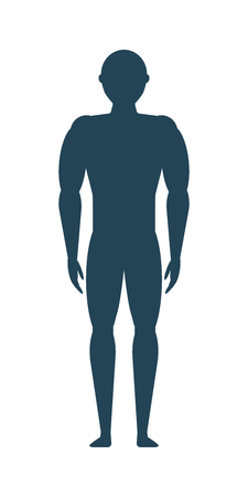 The male silhouette . The man is athletic. Sports figure. Dark outline on a white background. Vector illustration. icon.のイラスト素材