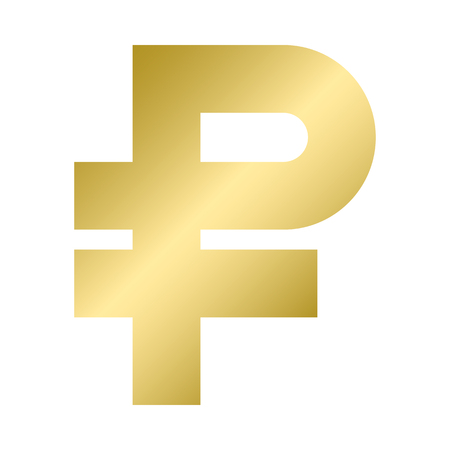 The icon of the ruble. Gold gradient on a white background. Vector illustration.のイラスト素材