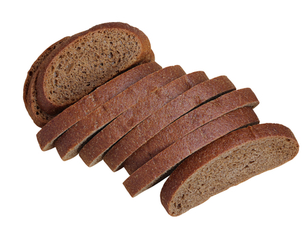 pieces of rye bread, isolated on white background. the view from the top.の写真素材