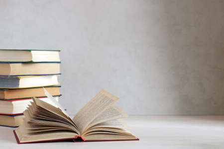 open book on a table on a light background.