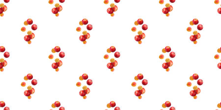 Fresh apples and apricots creating a vibrant seamless pattern, ideal for food-themed projects