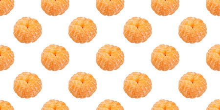 Ripe mandarin segments creating a seamless pattern, ideal for food-related backgrounds and designs