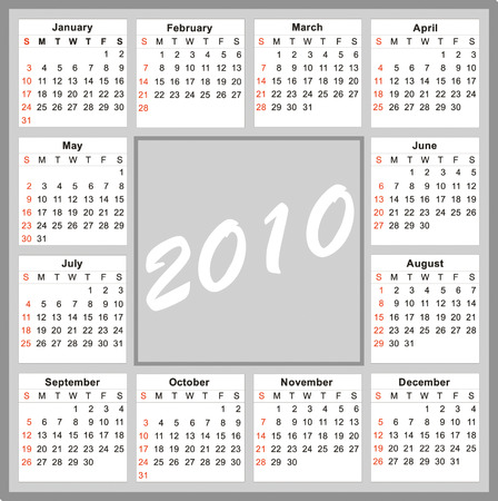 Calendar grid for 2010のイラスト素材