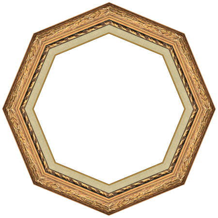 Octagonal picture gold frame with a decorative patternの写真素材