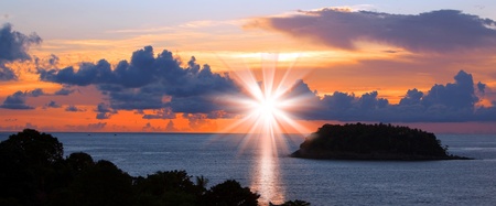 Tropical sunset on the beachの写真素材