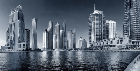 DUBAI, UAE - OCTOBER 23: View of the region of Dubai - Dubai Marina is an artificial canal city, carved along a two mile (3 km) stretch of Persian Gulf shoreline on october 23, 2012 in Dubai, UAEのeditorial素材