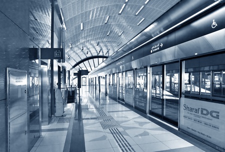 DUBAI - OCTOBER 22: Dubai Metro Terminal on October 22, 2012 in Dubai, United Arab Emirates. The...