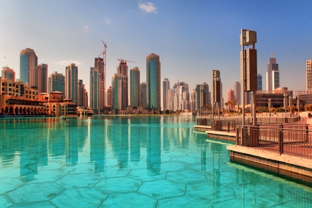 DUBAI, UAE - OCTOBER 23: Modern skyscrapers in Dubai on October 23, 2012 in Dubai, UAE. Dubai now boasts more completed skyscrapers higher than 0,8 - 0,25 km than any other cityのeditorial素材