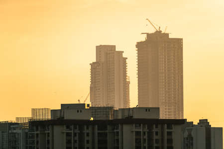 Tall skyscrapers under construction in the suburbs of Kandivali and Malad in the city of Mumbai.の写真素材