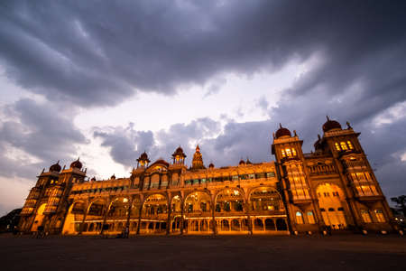 Mysuru, Karnataka, India - January 2019: The historic Mysore Palace of the Wodeyar dynasty...