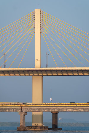 Panjim, Goa, India - The modern cable-stayed Atal Setu bridge in the city of Panaji.の写真素材