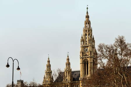Town Hall (german: Wiener Rathaus) in the winter. Vienna, Austria.の写真素材