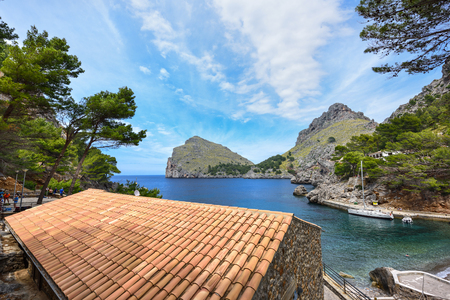 Village Sa Calobra on the shore of the Mediterranean sea. Island Majorca, Spain.のeditorial素材
