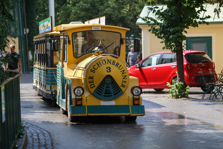 VIENNA / AUSTRIA - JULY 8, 2017. Vienna Schnbrunner Gardens Mini-Train Tour in the center of Vienna, Austria.のeditorial素材