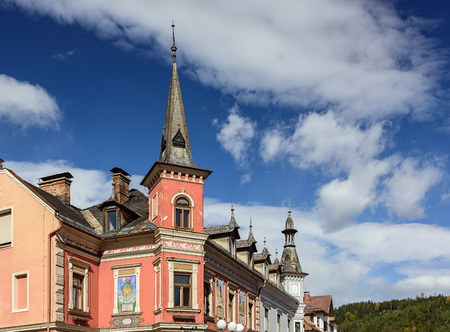 Historical house in the town of Spittal an der Drau, located on the southern slopes of the Gurktal Alps (Nock Mountains) in the federal state of Carinthia, Austria.のeditorial素材